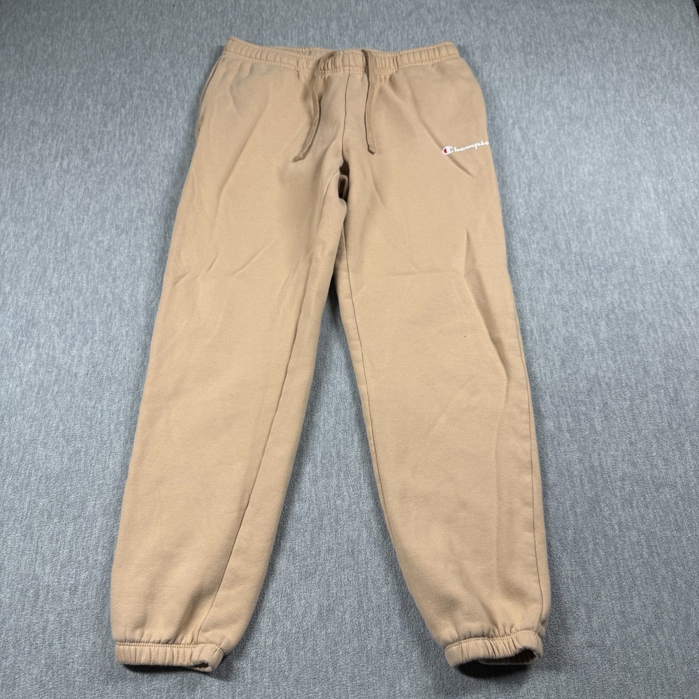 Champion Sweatpants Unisex Small Beige Jogger Fleece Athletic Loungewear Casual